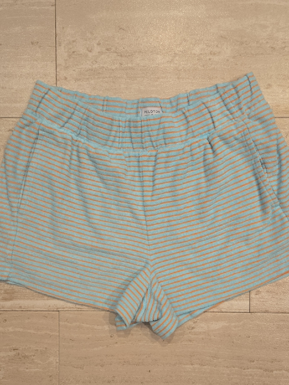Peloton Blue/Orange Stripe Organic Cotton Shorts